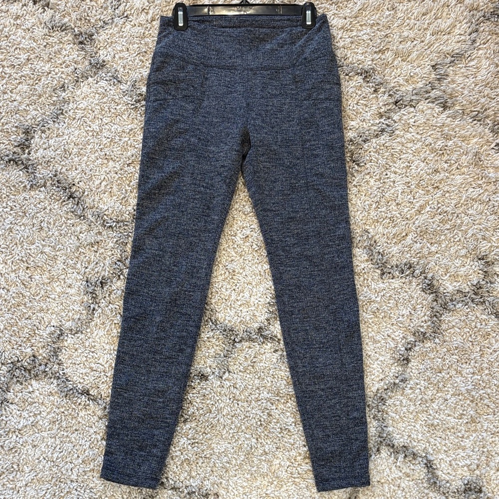 Athleta Metro Skinny Pant Medium Navy Blue Herringbone Stretch Career Work Pants